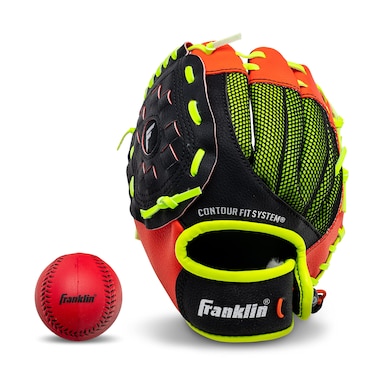 Franklin Sports Teeball Glove  Left and Right Handed Youth Fielding Glove  NeoGrip  Synthetic Leather Baseball Glove  90 Inch  Ready To Play Glove with Ball