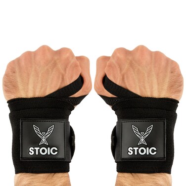 Stoic Wrist Wraps Weightlifting Powerlifting Cross Training Bodybuilding with Thumb Loop for Gym Workout Men and Women Weight Lifting and Strength Training