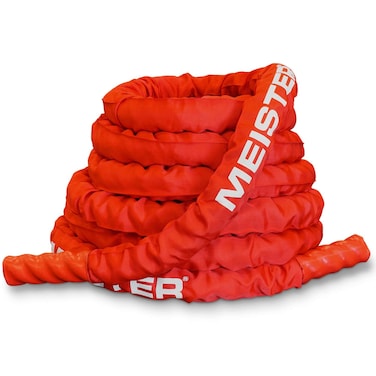 Meister Beast Professional Sheathed Battle Rope for Strength  Conditioning Gym Workouts  25 Diameter  Red