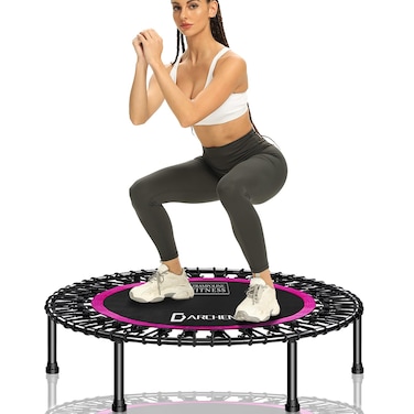 DARCHEN Indoor Small Trampoline for Kids Foldable Mini Trampoline with Adjustable Foam Handle Workout Indoor Outdoor Home Use