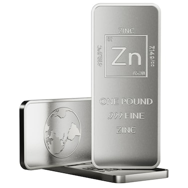 Unique Metals 1 Pound 999 Pure Zinc Bar Bullion with Element Design