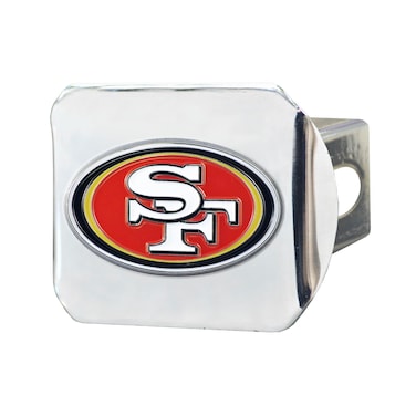FANMATS 22609 NFL San Francisco 49ers Metal Hitch Cover Chrome 2 Square Type III Hitch Cover Red
