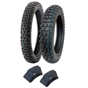MMG Tire Set Off Road Knobby Front Tire Size 25014 with Inner Tube and Rear Tire Size 30012 with Inner Tube