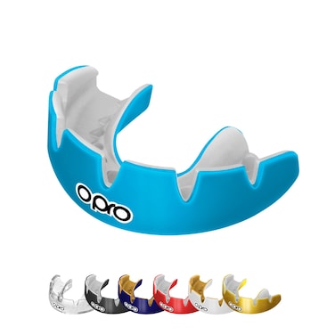 OPRO Instant CustomFit Braces Mouth Guard Dentist Mouthguard Featuring Revolutionary Fitting cage Ultimate Comfort Protection  Fit Braces Gum Shield for Rugby Boxing MMA Hockey Sky Blue