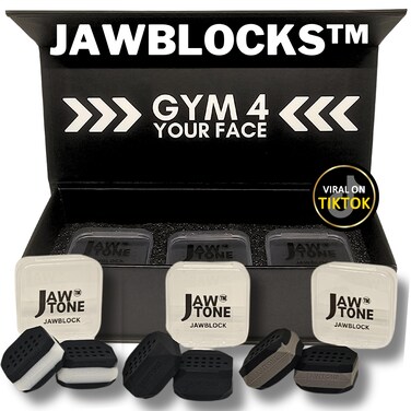 JAWTONE JawBlocks Jawline Face Neck Jaw Exerciser and Toner  Ideal 4 Men  Women 6pc Bundle Kit Define Slim and Tone Your Face Look Younger and Healthier for Longer Powerful Facial Exerciser