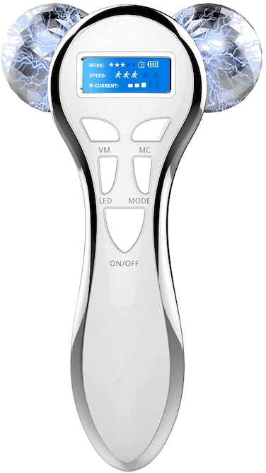 Yeamon 4D Microcurrent Face Massager RollerElectric Rechargeable Face Lift Roller Arms Legs Massager for Anti Aging Wrinkles Facial Massage