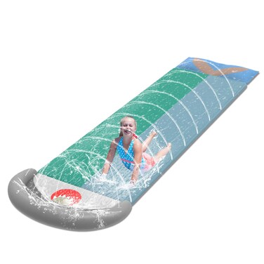 ANYAGREE Double Lane 18FT  2 Bodyboards Heavy Duty Water Slide Water Slide with Inflatable Body Boards Kids Water Fun