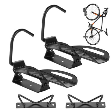 Auwey Swivel Bike Wall Mount 2PACK Bike Rack Garage Rack Bike Storage Rack with Tire Tray Bike Hook Bike Wall Rack Bike Hanger for Garage Storage Vertical Bycicle Hook for Indoor Garage