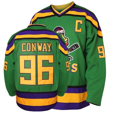 Charlie Conway 96 Mighty Ducks Movie Hockey Jersey White Green