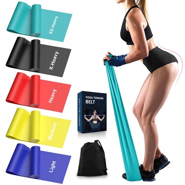 londys Resistance Bands for Working Out Exercise Bands Physical Therapy Equipment 59 Inch NonLatex Stretching Yoga Strap for Upper  Lower Body Workouts  Rehab at Home5 Progressive Resistance