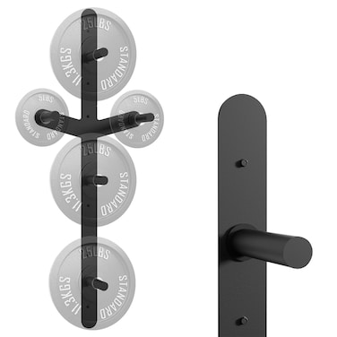 Vlaeng Weight Plate Storage Rack Wall Mounted Space Saving Weight Plate Tree Weight Plate Holder Wall Mounted for Garage Home Gym Strength Training Load Up to 700 LBS 3Peg 2Weight Wing