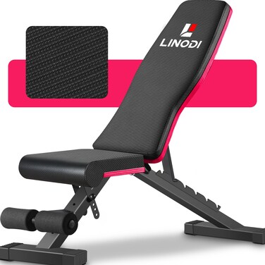 LINODI Weight Bench Adjustable Strength Training Benches for Full Body Workout MultiPurpose Foldable Incline Decline Home Gym Bench