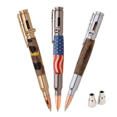 PSI Woodworking PKCPBAPAK 30 Caliber Bolt Action Bullet Cartridge Ballpoint Pen Kit Starter Package Woodturning Project