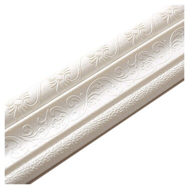Cozylkx 90x 3 Self Adhesive Flexible Foam Molding Trim 3D Sticky Decorative Wall Lines Wallpaper Border for Home Office Hotel DIY Decoration White