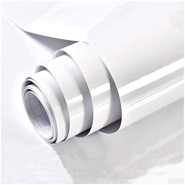 TANONE Still new Home Vinyl Shiny Contact Paper Self Adhesive Wallpaper Waterproof Contact Paper for Cabinets Furniture Pure Color White