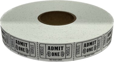 The Ticket Gurus200 White Admit One Single Roll Consecutively Numbered Raffle Tickets
