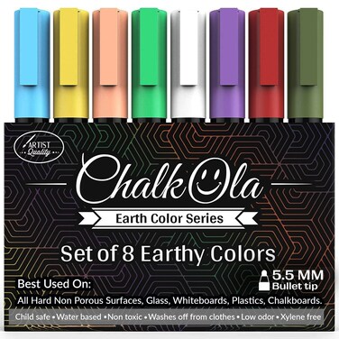 Chalkola 8 Pastel Liquid Chalk Markers for Chalkboard Signs Blackboard Window Labels Bistro Glass Car  Washable Wet Wipe Ink Chalk Board Markers 6mm Reversible Tip Erasable Liquid Chalk Pens
