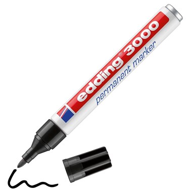 Edding 3000 Permanent Marker  Black  1 Pen  Round Tip 153 Mm  Quick Drying Permanent Marker  Waterproof SmudgeProof  For Cardboard Plastic Wood Metal  Universal Marker