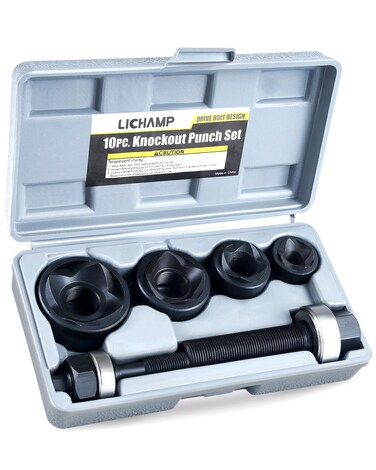 Lichamp Manual Knockout Punch Kit Heavy Duty Metal Sheet Knock Out Box Hole Cutter Conduit Punch Driver Die Set