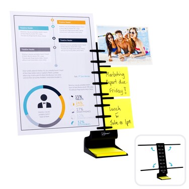 Note Tower Desktop Pro Doent Holder  2 Page Paper Holder Easy Loading for Fast Typing Displays Papers  Photos Organizes Sticky Notes Includes 50 Sheets 3x3 Sticky Notes Black