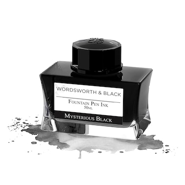 Wordsworth  Black and Fountain Pen Ink Bottle 50 ml Premium Luxury Edition Mysterious  Fountain Pens Bottled Ink Classic Designed Bottle Smooth Flow 50 ml