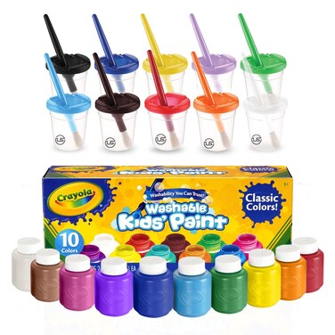 The Mega Deals Kids Paint Set  Kids Paint with Toddler Art Supplies Included Washable Paint for Kids with Toddler Paint Brushes and Paint Cups Complete Toddler Painting Set Paint for Kids Supplies
