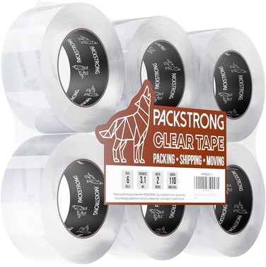 Packstrong Industrial Grade Clear Packing Tape 6 Rolls  Extra Strong  110 Yards per Roll  2 Wide x 31 mil Thick Acrylic Adhesive Heavy Duty Tape for Box Office Moving Packaging Shipping