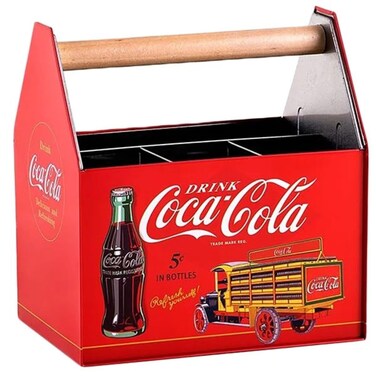 The Tin Box Company Coca Cola Tin Utensil Caddy with Handle red