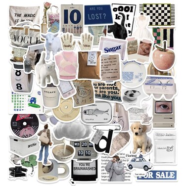 ZJSXINDI Stickers Aesthetic Waterproof Laptop Stickers Decals 57 Pcs for Water Bottle Laptop Computer Skateboard BumperAesthetic Vsco Vinyl Stickers for Kids Teens Girls Khaki