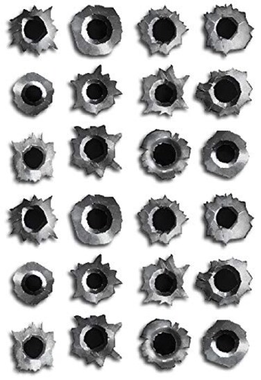 Decals by Haley 24 Pack of Bullet Hole Stickers UltraRealistic Fake Bullets  Safe for Paint  Laptop car Truck auto Body Scratch and dent Cover Prank Funny Gunshot Sticker Fake Bullet Gun Shot