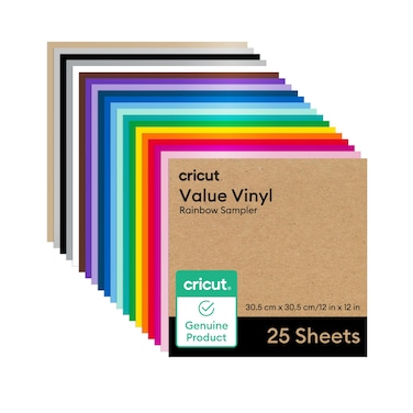Cricut Value Permanent Vinyl Rainbow Sampler 12in x 12in 25 ct