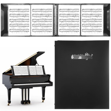 Tideme Sheet Music Folder 4 Pages Expand Piano Sheet Music Binder Hold 64 Pages A4Size Sheets Writable Choir Folder for Holding Sheet Music and Storing Files