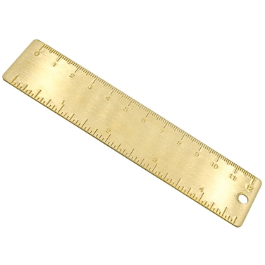 QJZXUEZHEN 1Pcs 12cm Straight Brass Ruler 120mm 4 Inches Metric Dual Scale Measurement Tool Drawing Measuring Gold Mini Small Short Metal Machinist Ruler 1mm ThicknessOverall Length 5