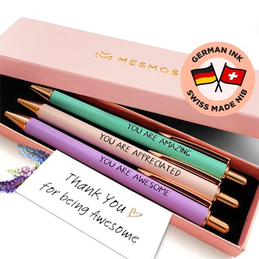 MESMOS 3pc Fancy Pen Set for Women Thank You Gifts for Women Nice Cute Pens Boss Lady Gifts for Coworkers Teacher Pens Employee Appreciation Gifts Office Gifts for Coworkers Nice Cute Pens