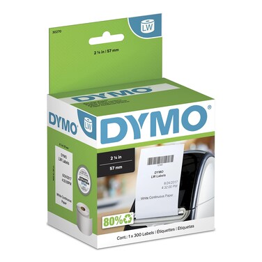 DYMO LW Continuous Labels for LabelWriter Label Printers White 214 x 300Feet 1 roll 30270
