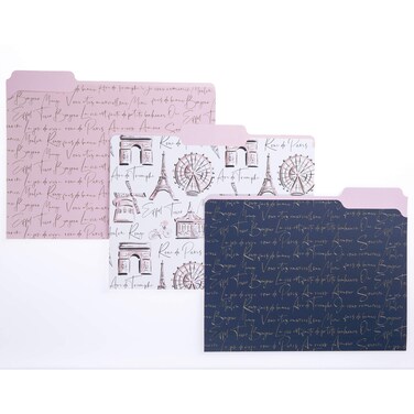 Graphique Parisian Traditional File Folder Set  Each Folder Measures 1175 x 95 Set Includes 9 Folders with 3 Unique Designs Durable TripleScored Coated Cardstock FIF055