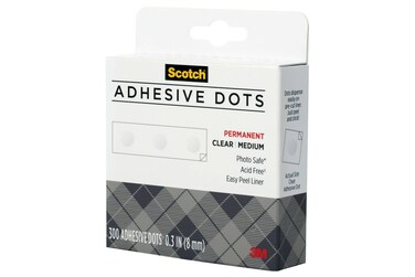 Scotch Permanent Adhesive Dots DoubleSided 03 in width Clear  300 dots