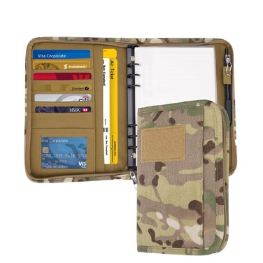 GLHFSONG Military Padfolio Ring Binder with 80 Sheets 160 Pages of Leaf Paper Military Notebook with Zippered Padfolio Organizer Refillable Tactical Notebook 6Ring A6 Notebook Paper 67 x 41