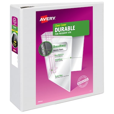 Avery Durable View 3 Ring Binder 4 Inch EZD Rings 1 White Binder 09801