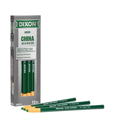 Dixon Phano PeelOff China Marker Pencils Green 12Count 00074