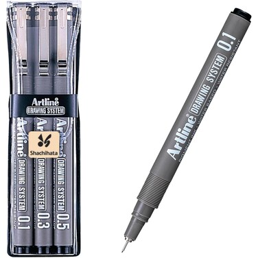 Artline 230 Drawing System Pens Technical Drawing Pens For Drafting Illustrating and More 01mm 03mm and 05mm Fine Tips  Black 3Pack