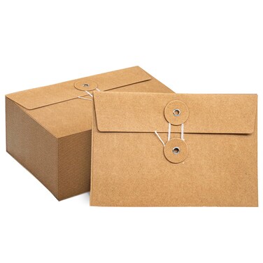 NEETUE 40 Pcs Kraft Paper Envelopes with String Tie Closure Project Pockets Document Organizer for Office Folder Booklet Bag 453 x 67 inches Brown
