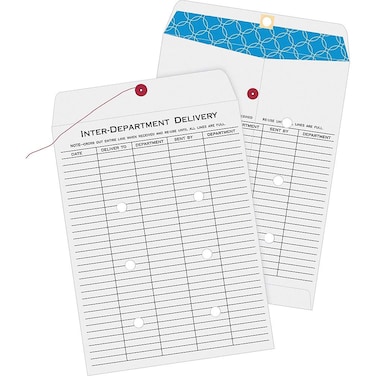Quality Park InterDepartment Envelopes StringandButton White 10 x 13 100 per Box 63663