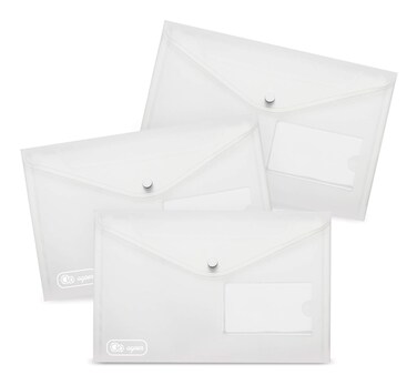 Agoer Plastic Envelopes  24 Pack Clear Plastic Poly Envelope with Button Snap Closure A5 Clear Plastic Folders for Documents Plastic File Bag Filing Envelopes for School Work Office Organization