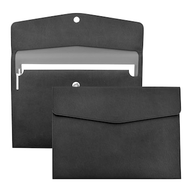VANRA 1 Piece PU Leather Envelope File Folders A4 Paper Document Filing Envelope Document Organizer Leather Portfolio Folder Holder with Magnetic Closure Black