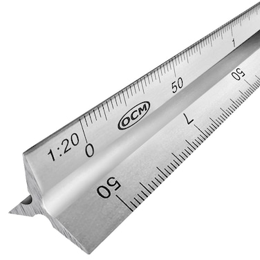 OCM Brand Metric Triangular Engineer Scale Ruler Proffessional Grade Solid Aluminum 30 Centimeters Metric Engineering Architectural Mechanical Drafting Ruler  120 125 150 175 1100 1125