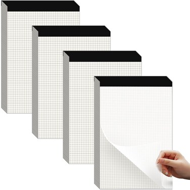 Grid Paper Pads White Quad Graph Paper Pads Quadrille Pad 5x5 5 Squares per inch Cardboard Backing Grid Notebook Graph Notepads for School Office 70 GSM Graft Paper 70 SheetsPad 4 A6