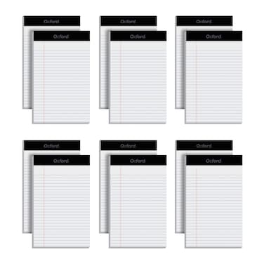 Oxford 5 x 8 Legal Pads 12 Pack Narrow Ruled White Paper 50 Sheets Per Writing Pad Made in the USA 74019