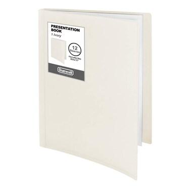 Dunwell 12Pocket Portfolio Presentation Binder  White 1 Pack Bound Presentation Book with Plastic Sleeves Displays 24 Pages 85x11 Sheets Binder with Pockets Sheet Protector Binder