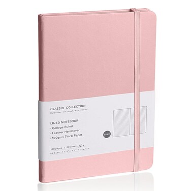 EMOMAS Lined Journal Notebook pink 160 Pages Medium 57 inches x 8 inches  100 gsm Thick Paper Hardcover